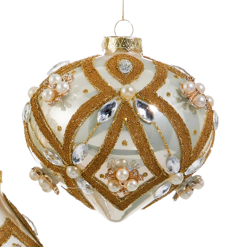 Pearl & Jewel Embellished Ornaments- Ball, Finial, Onion