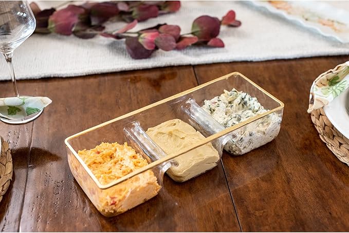 Gold Glass Triple Tidbit Dish