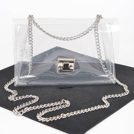 Transparent Chain Crossbody Bag:  Silver