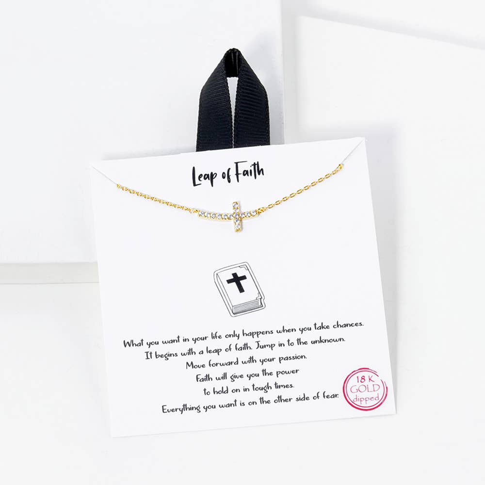 CZ Gold-Dipped Cross Necklace: GDCRY / ONE SIZE