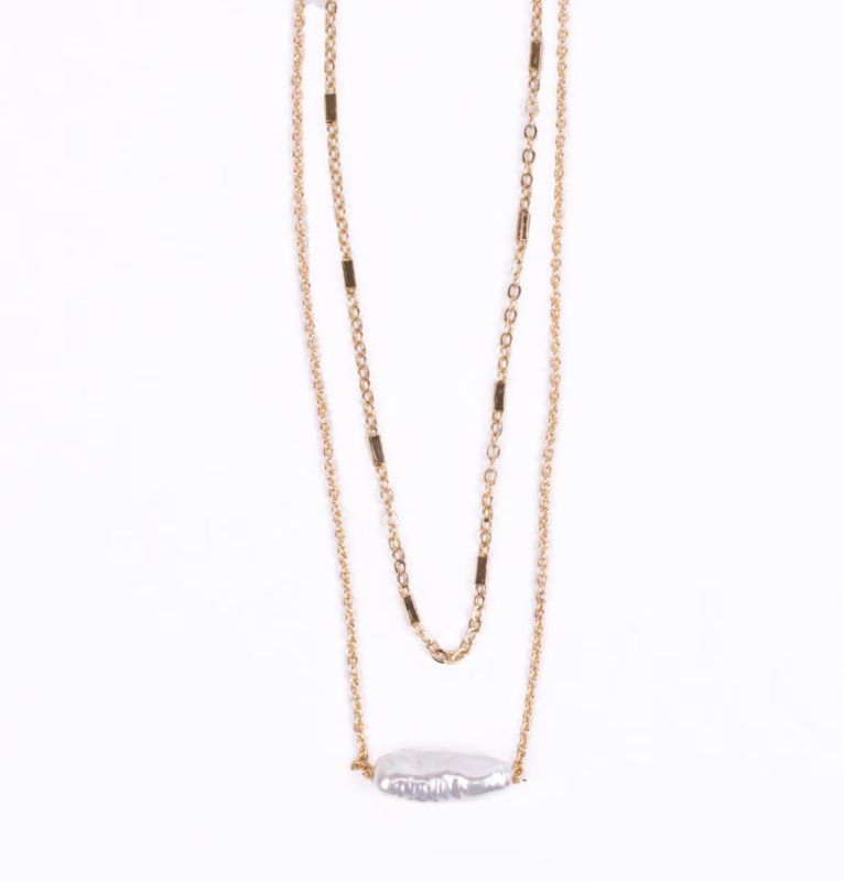 FINAL SALE Mabel Pearl Bar Necklace