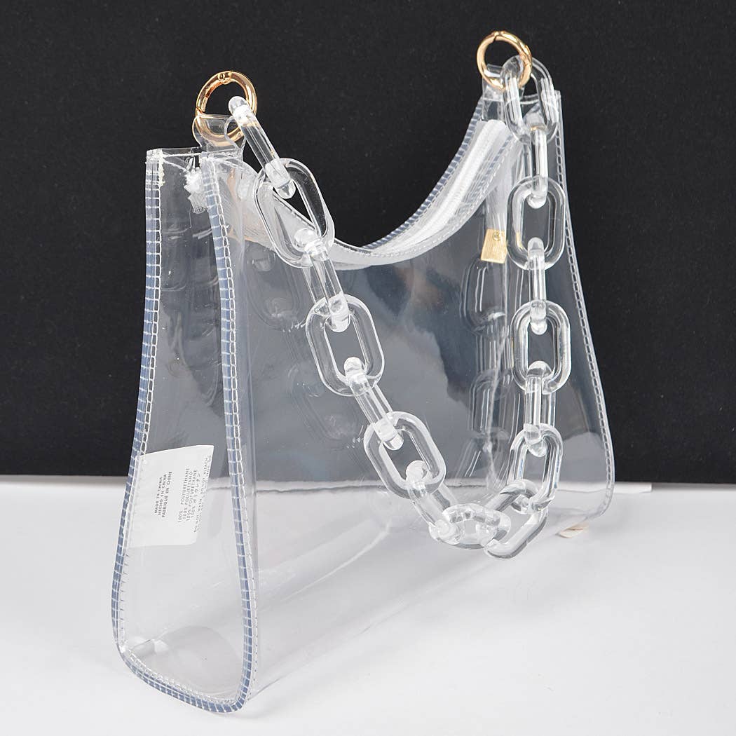 Transparent Chain Shoulder Bag: Clear