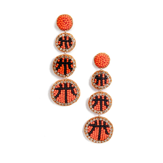 FINAL SALE Orange Three Basketball Earrings
