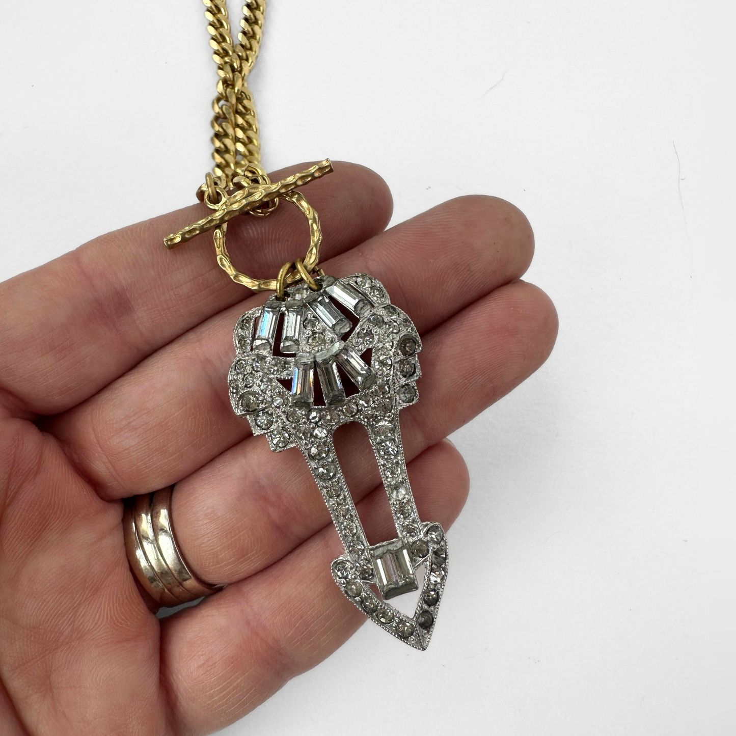 Lulu's Petal's Vintage Art Deco Rhinestone Pendant Necklace