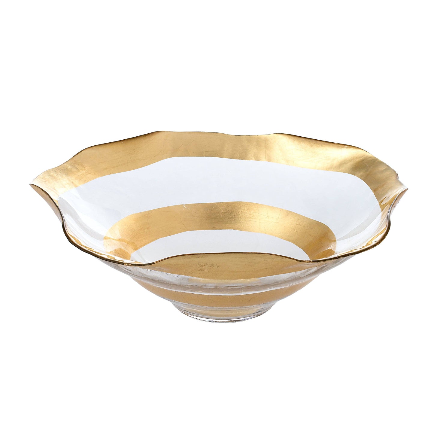 Large Gold-Edge Glass Bowl