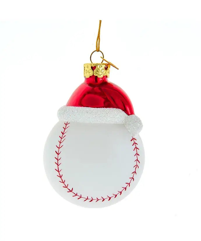Noble Gems Baseball W/Santa Hat Ornament