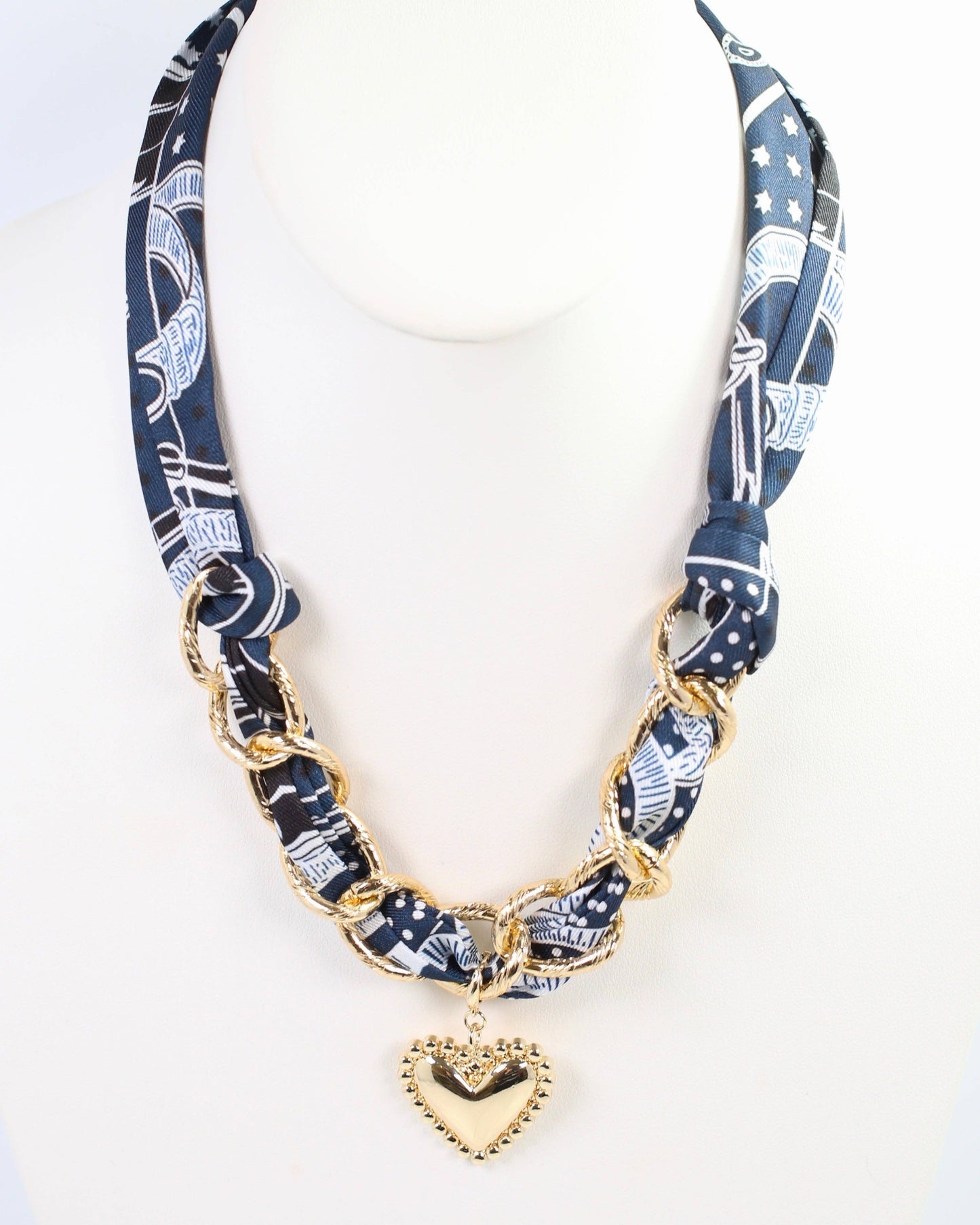 Santee Scarf Charm Necklace- Navy/Green
