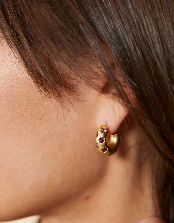 Spartina 449 Chubby Hoop Earrings - Fuchsia