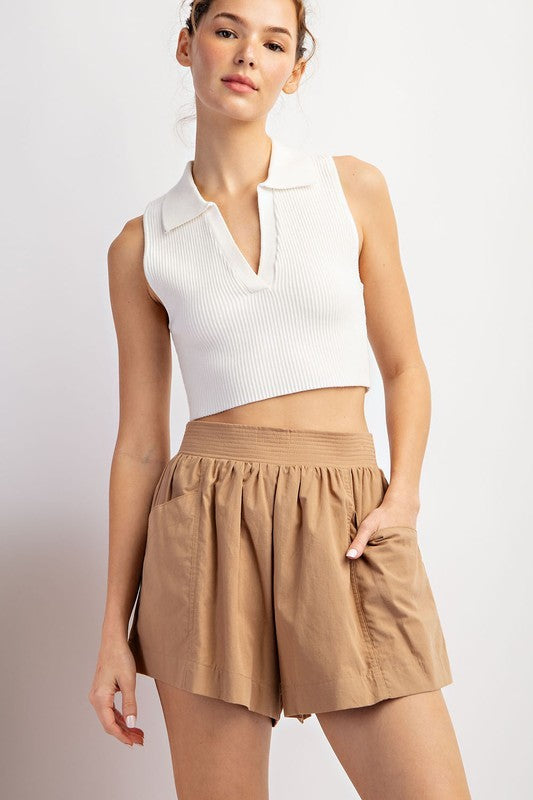 FINAL SALE Solid Shorts in Coco