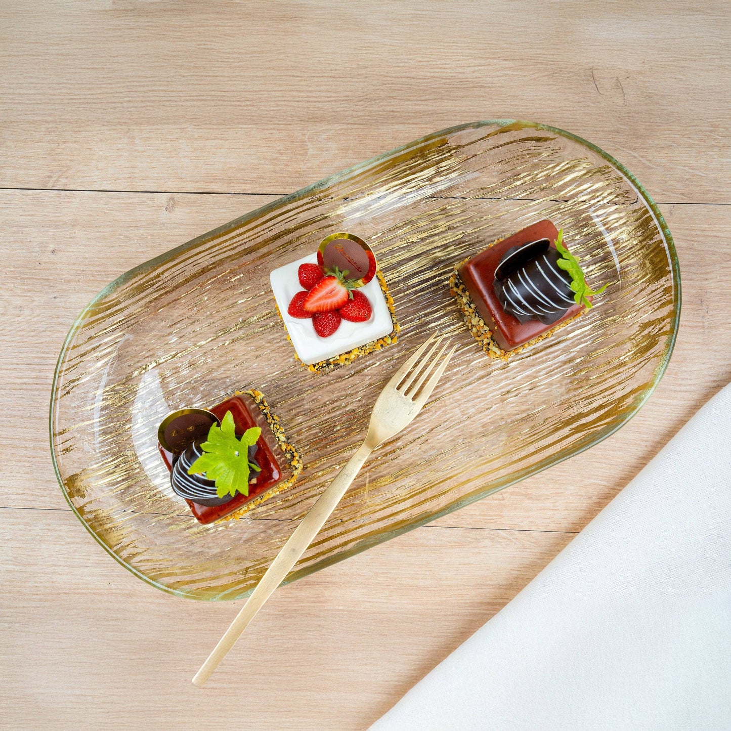 Penia Gold Foil Stripes- Platter