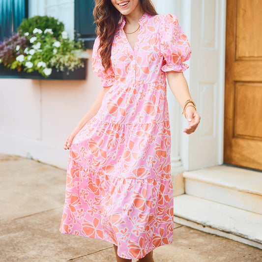 Evie Dress - Blossom Breeze Coral