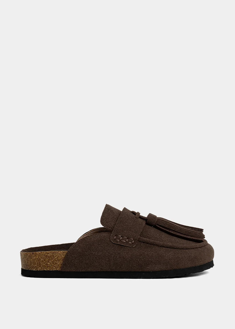Ariana Brown Suede Clog Sandal