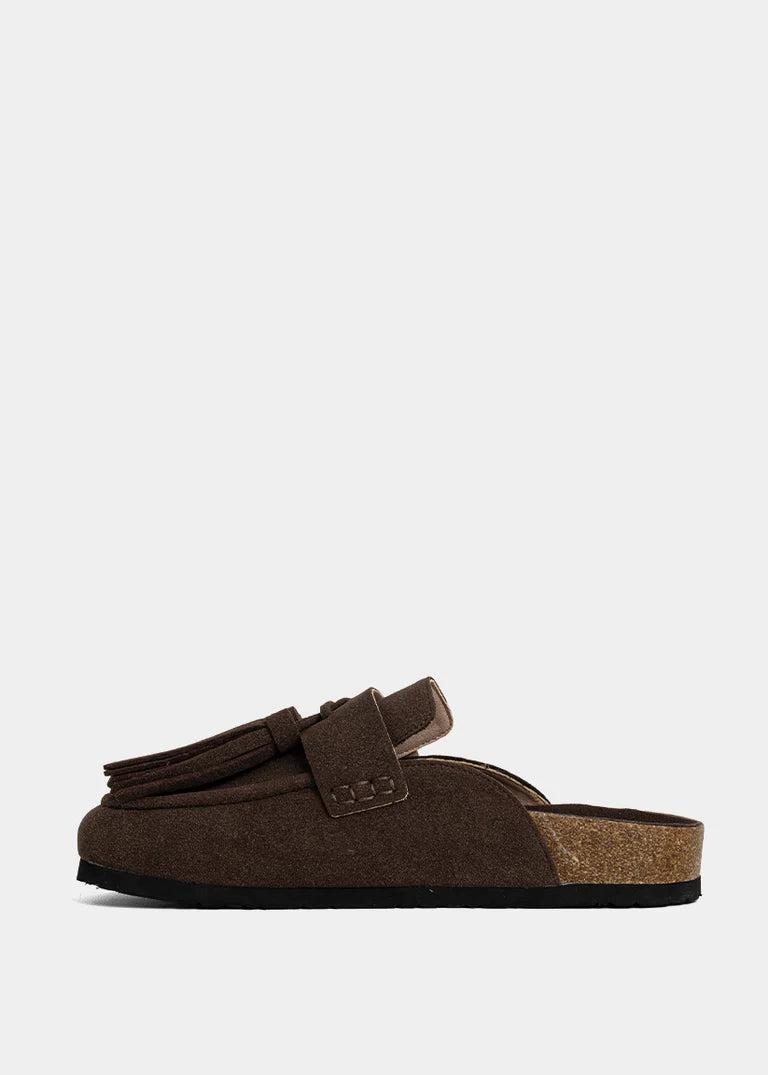 Ariana Brown Suede Clog Sandal