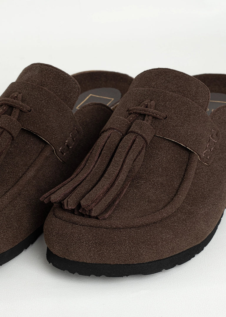 Ariana Brown Suede Clog Sandal