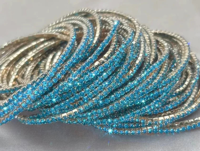Final Sale Coastal Grit Shimmer Bracelet Set of 12-Red, Sapphire & Blue