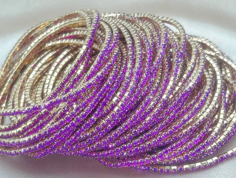 Final Sale Coastal Grit Shimmer Bracelet Set of 12-Purple & Yellow
