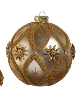 Gold Star & Jewel Ball Ornament