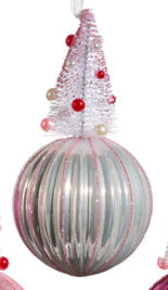 Pink Bottle Brush Tree on Ball Ornament