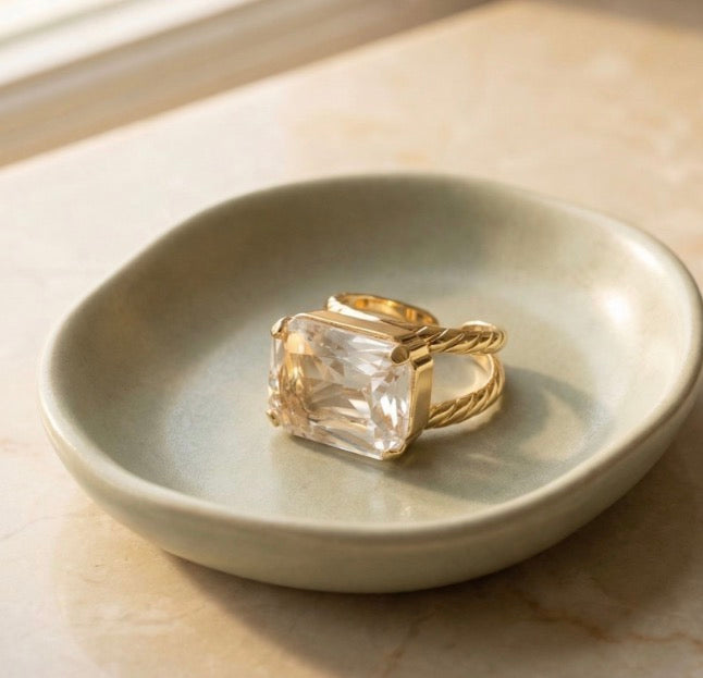 Kathleen Adjustable Cocktail Ring-Crystal
