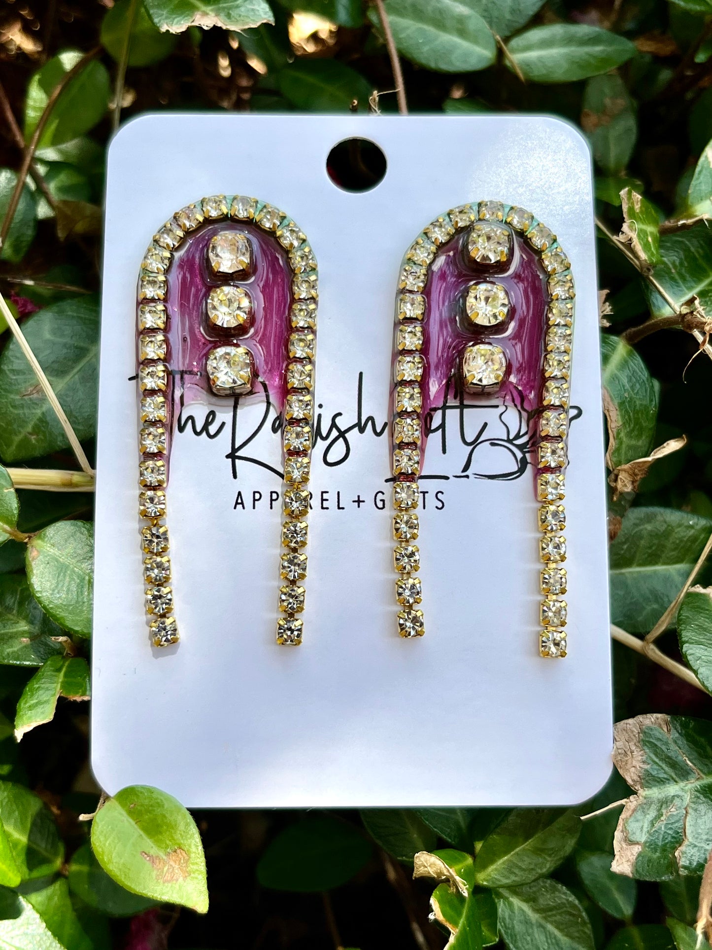 Final Sale Purple & Gold Rhinestone Earrings