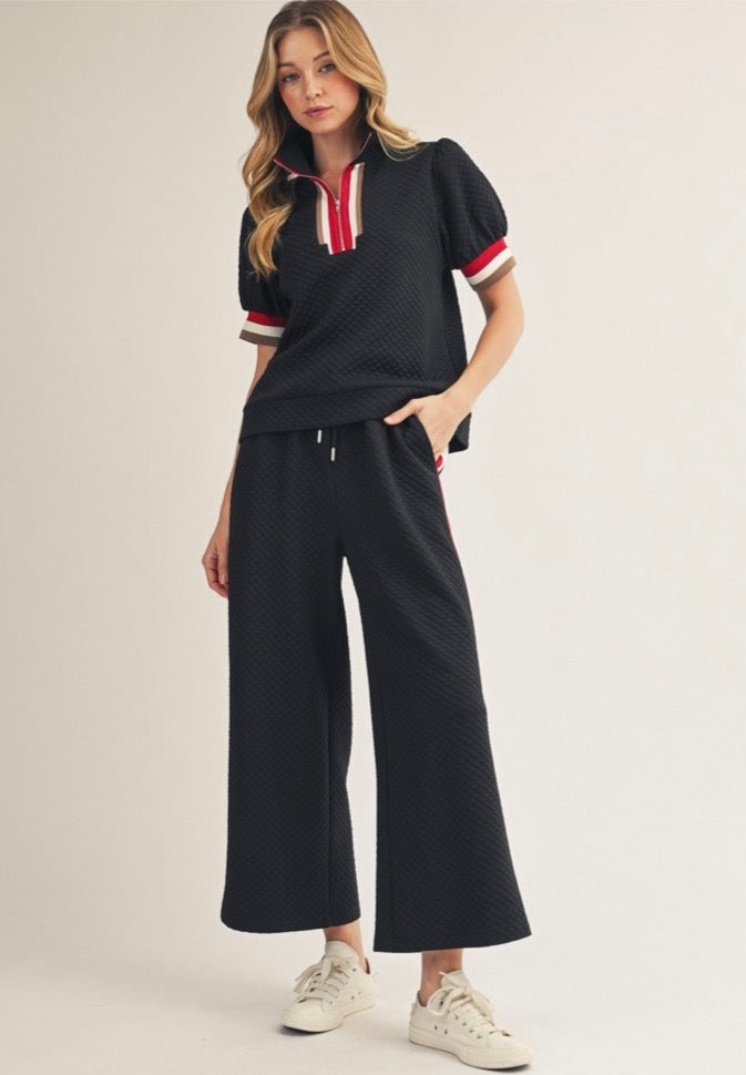 Color Band Accent Zip Up Shirt