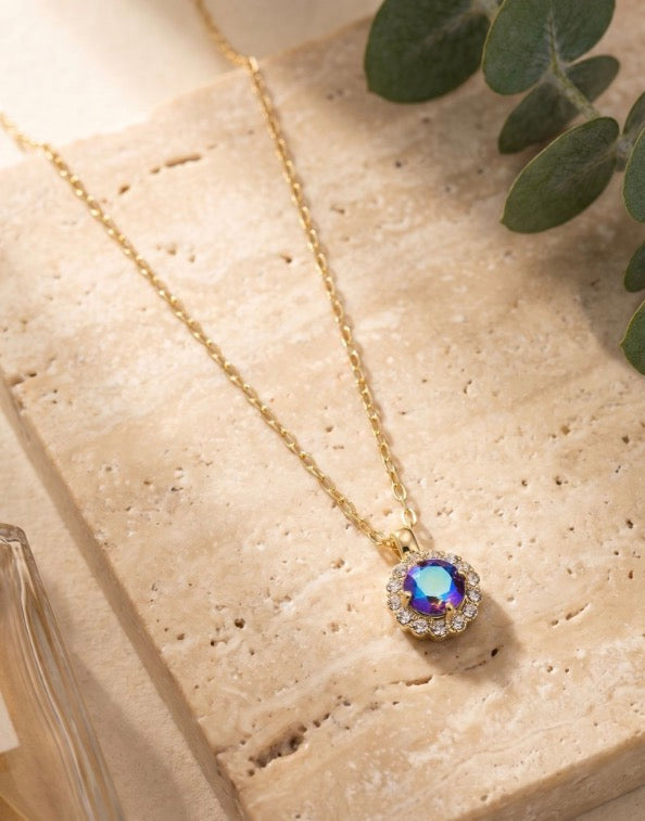 Haute Halo Pendant Necklace-Royal Blue Delite