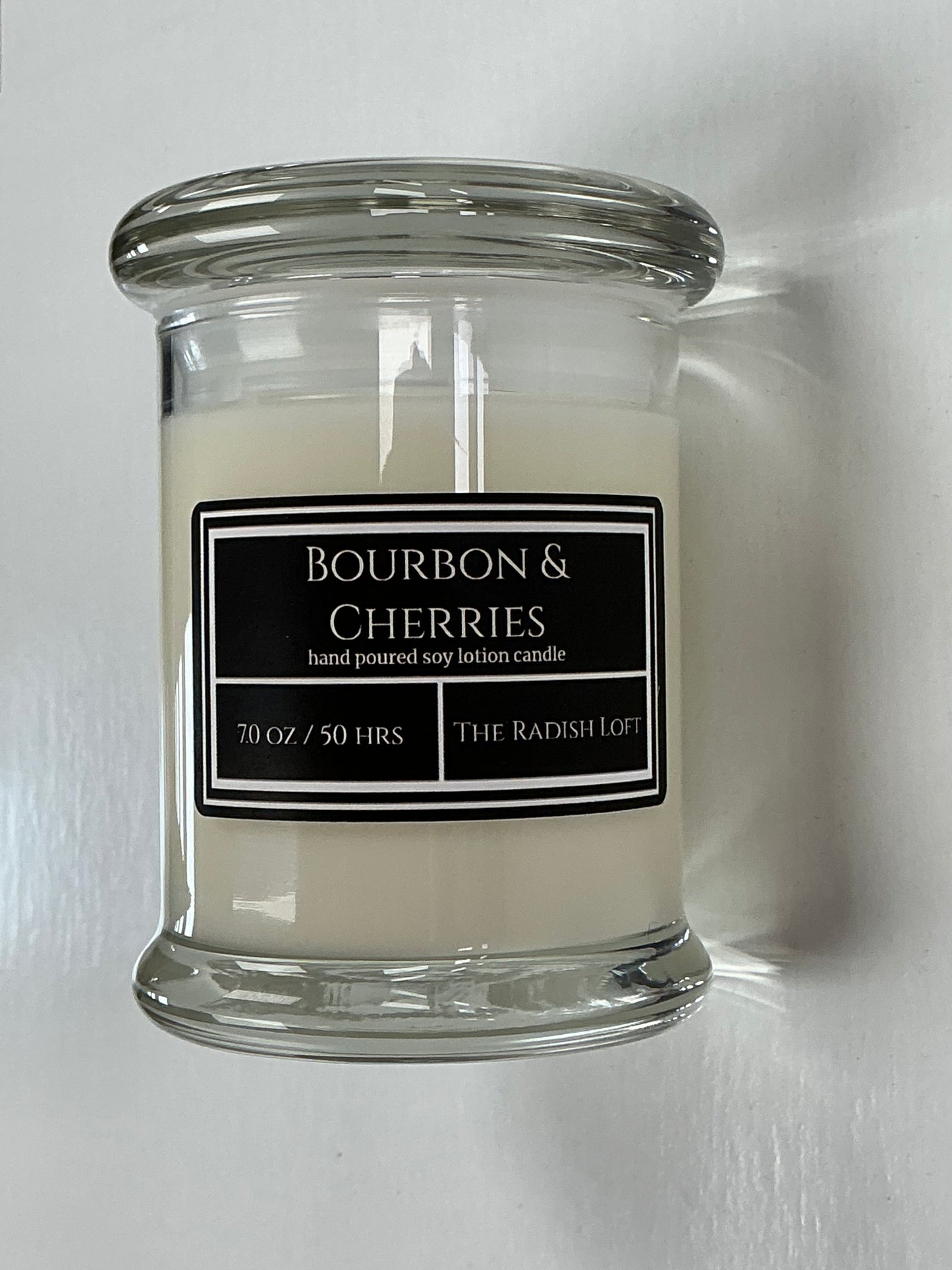 Hand poured soy lotion candle-7oz-Bourbon & Cherries