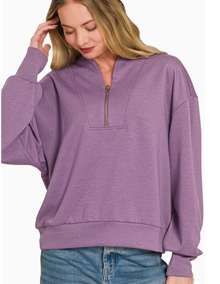 Scuba Half Zip Pullover-Light Eggplant