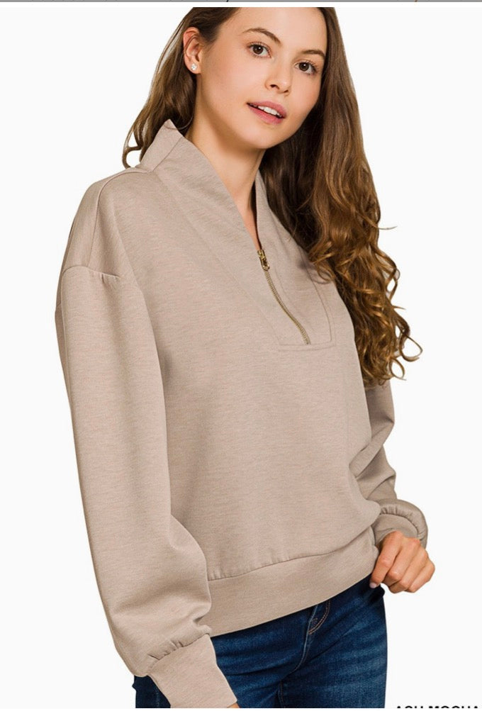 Scuba Half Zip Pullover-Ash Mocha