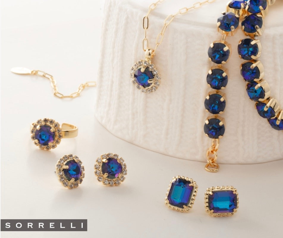 Octavia Scalloped Stud Earrings-Royal Blue Delite