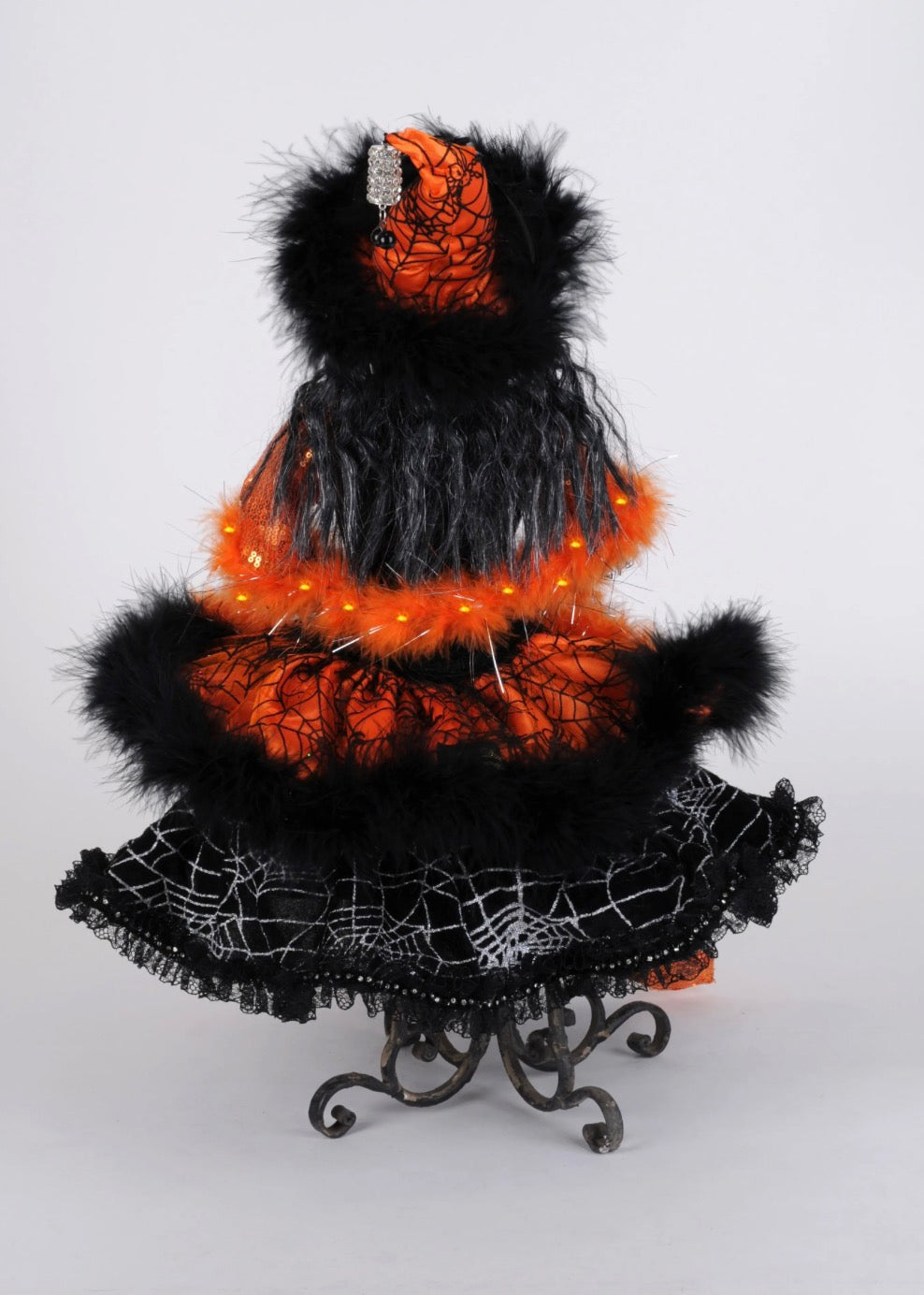 Lighted Glitzy Orange Witch