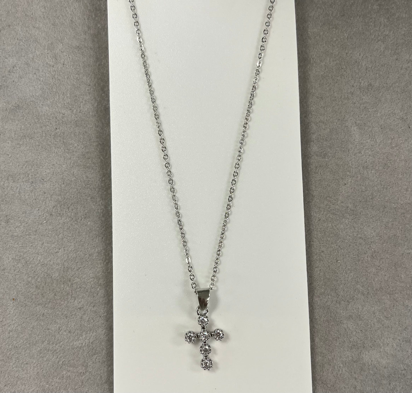 Small Crystal Cross Necklace In Gold & Silver