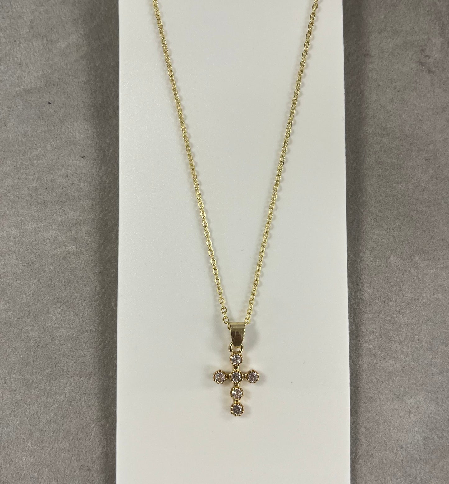 Small Crystal Cross Necklace In Gold & Silver