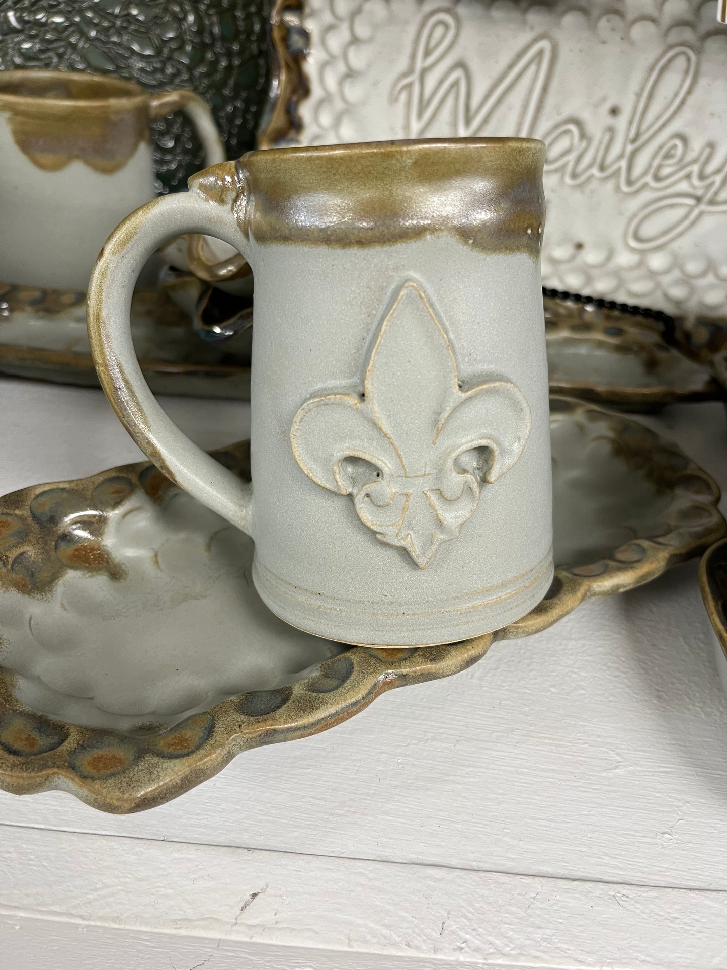 FP Fleur De Lis Mug In River Rock