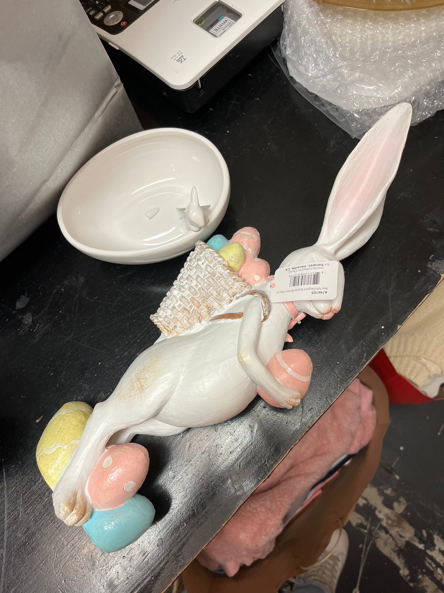 Resin 16.25" White Easter Elegant Bunny Decor