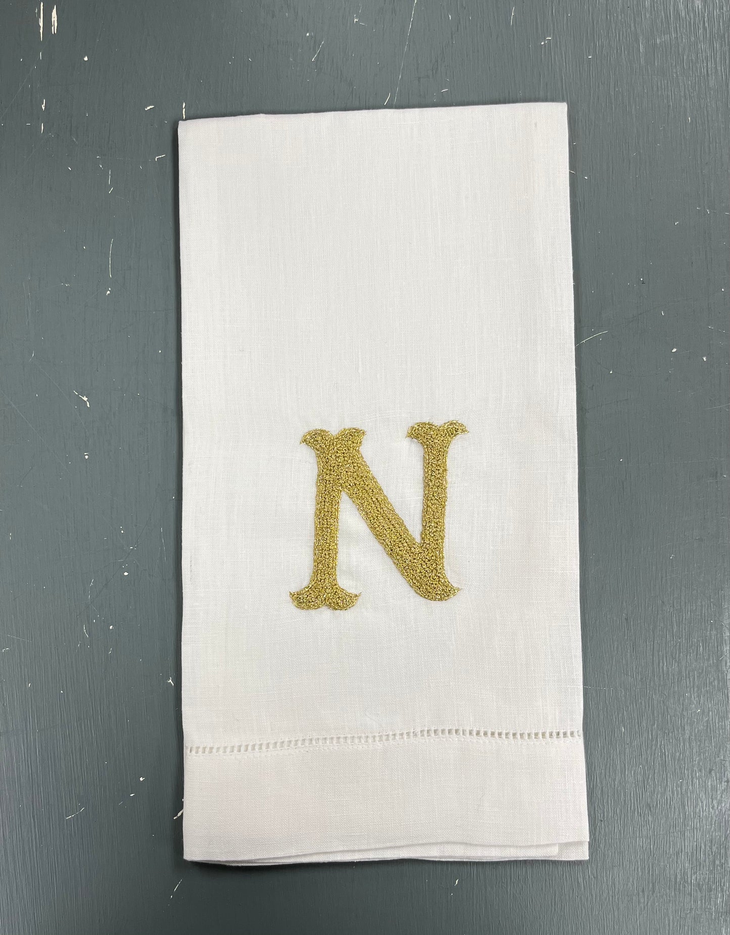 Nouveau Monogram Tea Towel | Gold on White