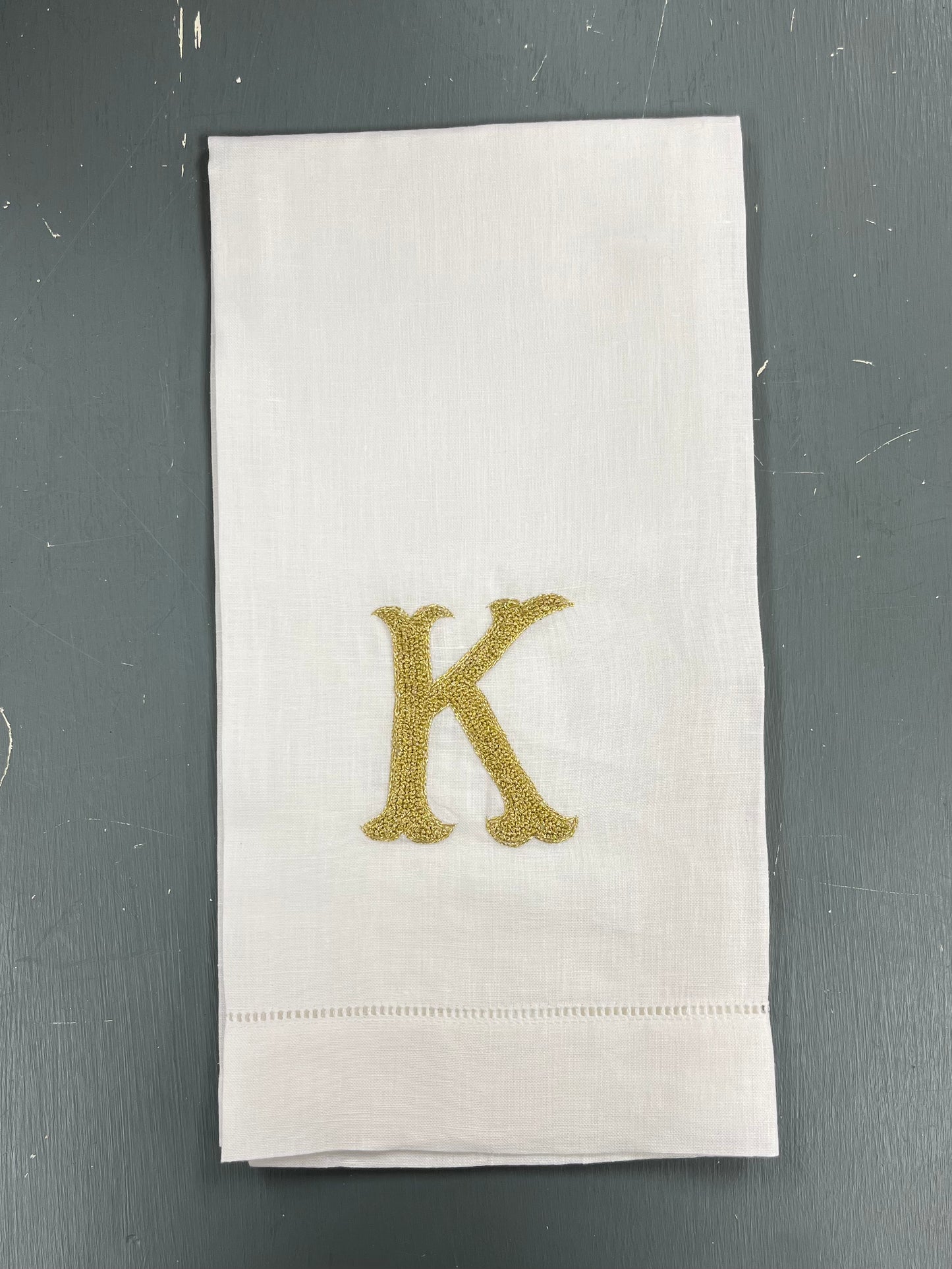 Nouveau Monogram Tea Towel | Gold on White