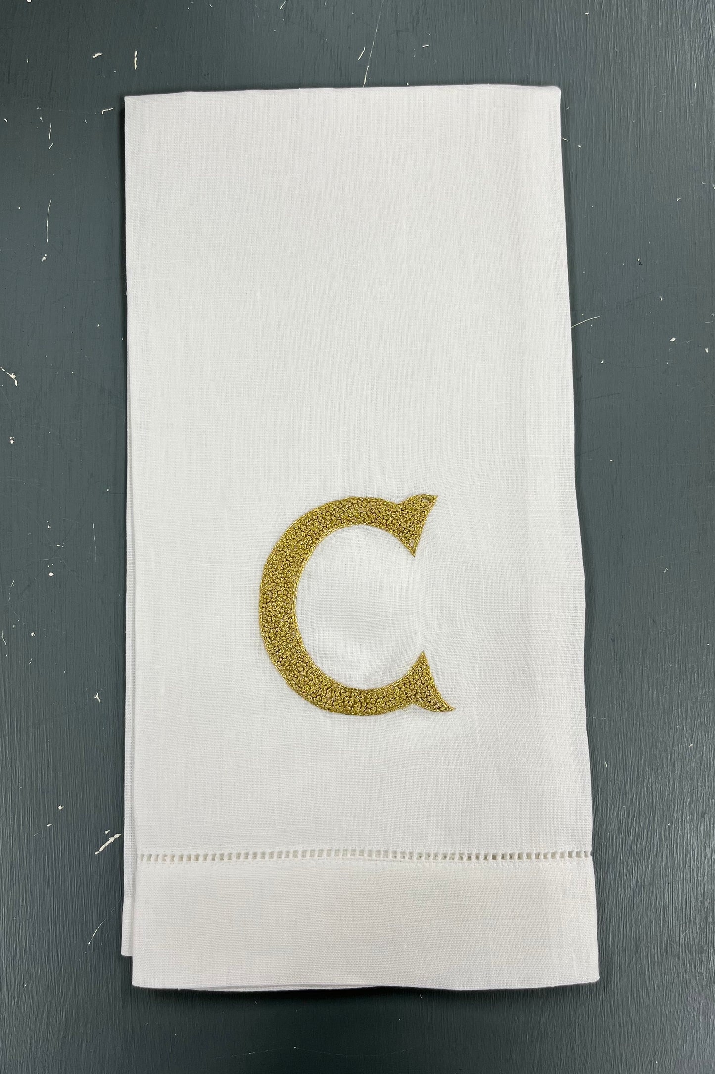 Nouveau Monogram Tea Towel | Gold on White
