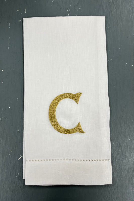 Nouveau Monogram Tea Towel | Gold on White
