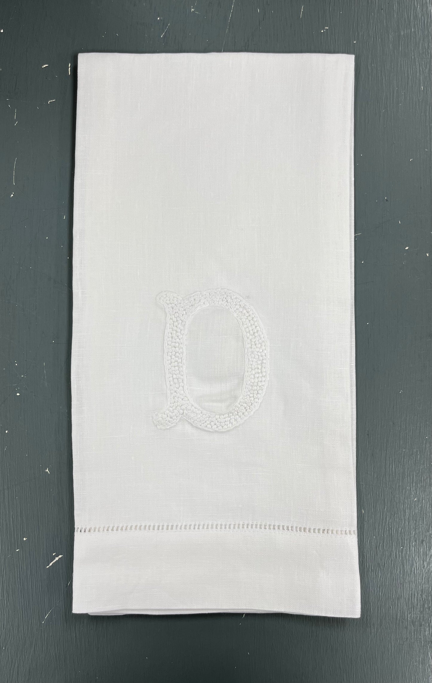 Nouveau Monogram Tea Towel | White on White (A-Z)