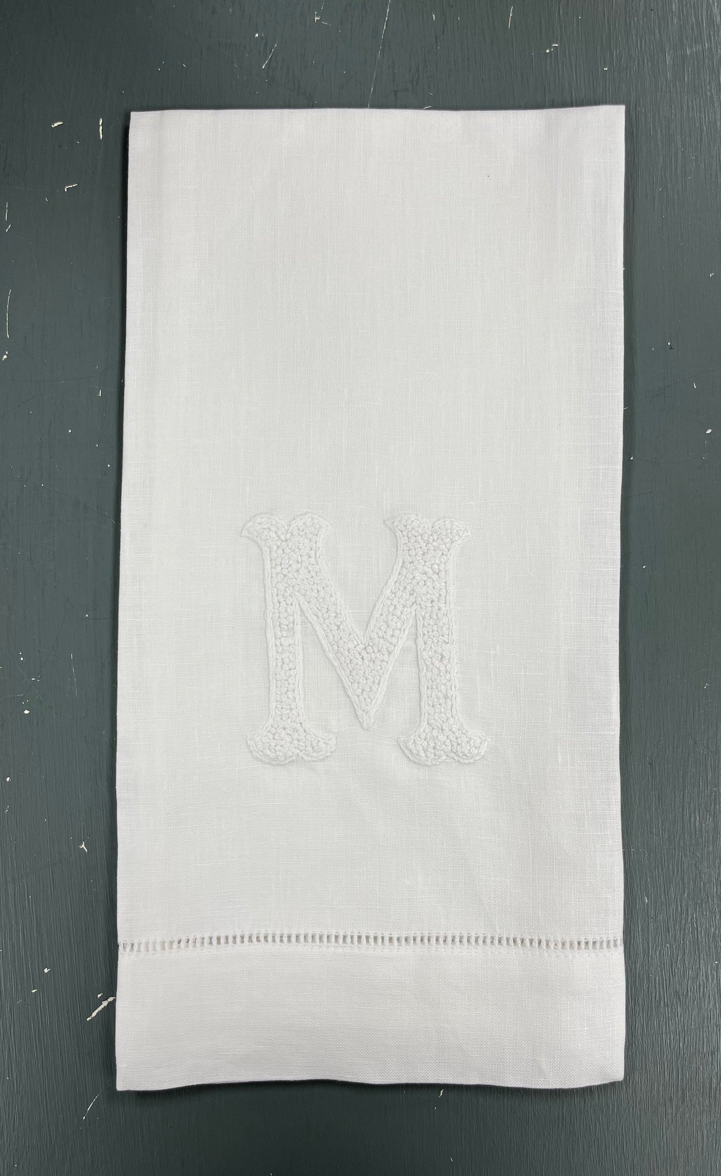 Nouveau Monogram Tea Towel | White on White (A-Z)