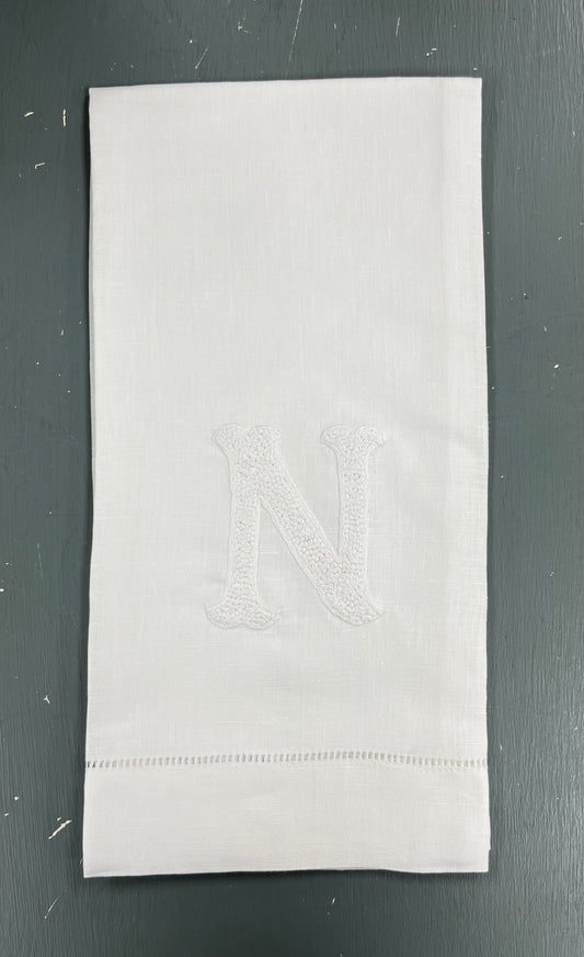 Nouveau Monogram Tea Towel | White on White
