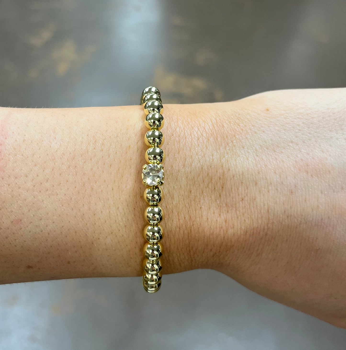 Sorrelli Mini Single Crystal Stretch Bracelet - Dark Champagne