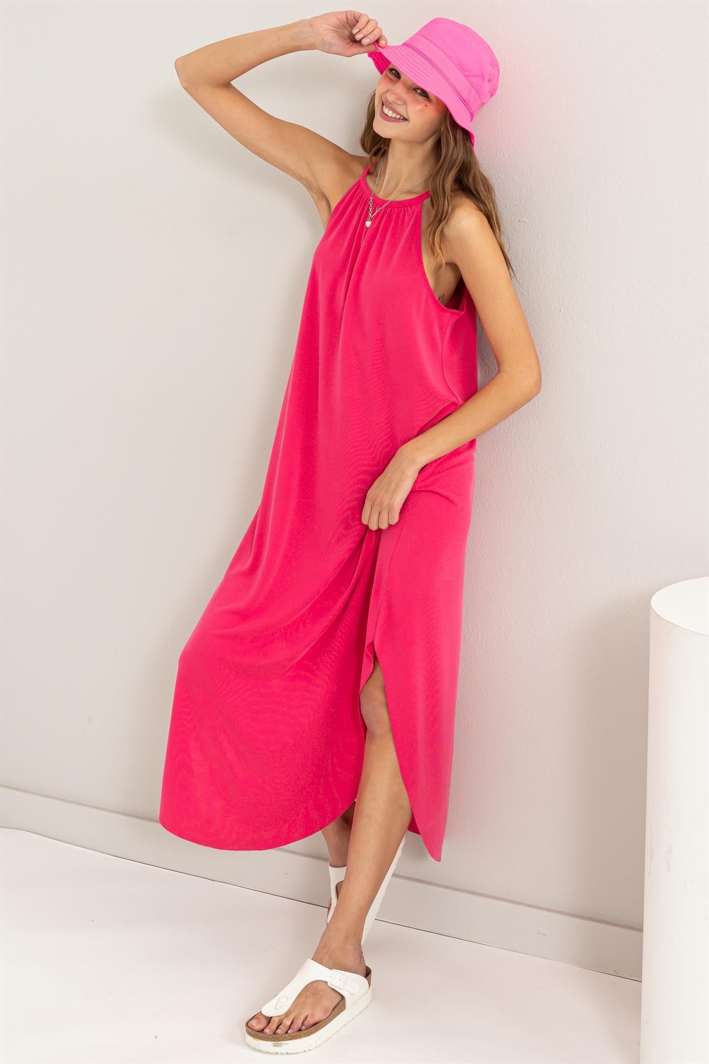 FINAL SALE Halter Neck Asymmetrical Midi Dress Large FINAL SALE Halter Neck Asymmetrical Midi Dress Large