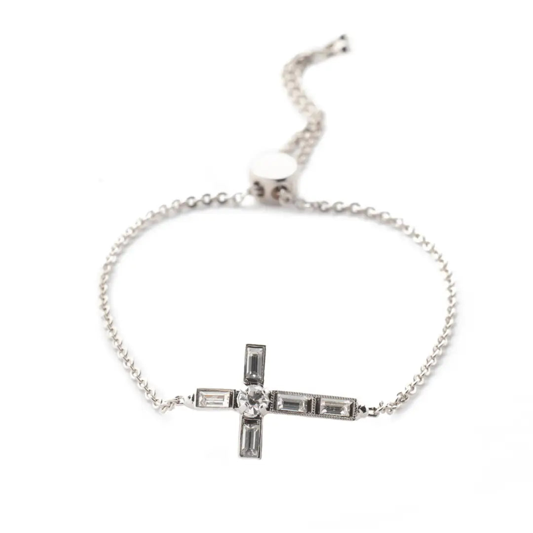 Tiffany Cross Slider Bracelet - Crystal/Palladium