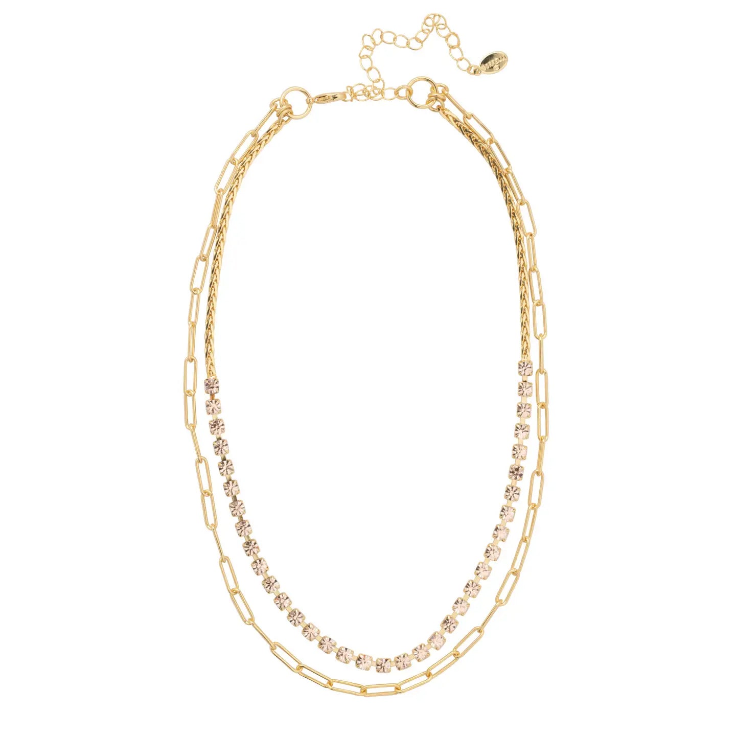 Sorrelli Crystal & Paperclip Chain Layered Necklace - Golden Goddess
