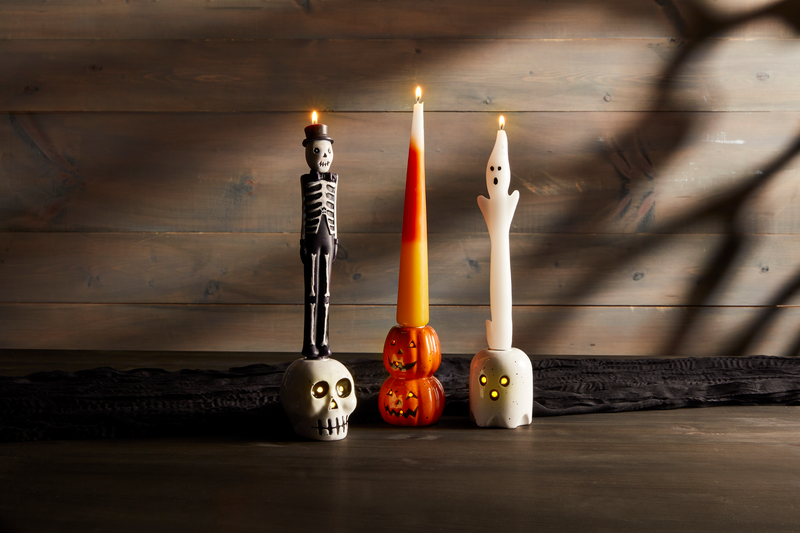 Halloween Light-Up Taper Holder-Pumpkin