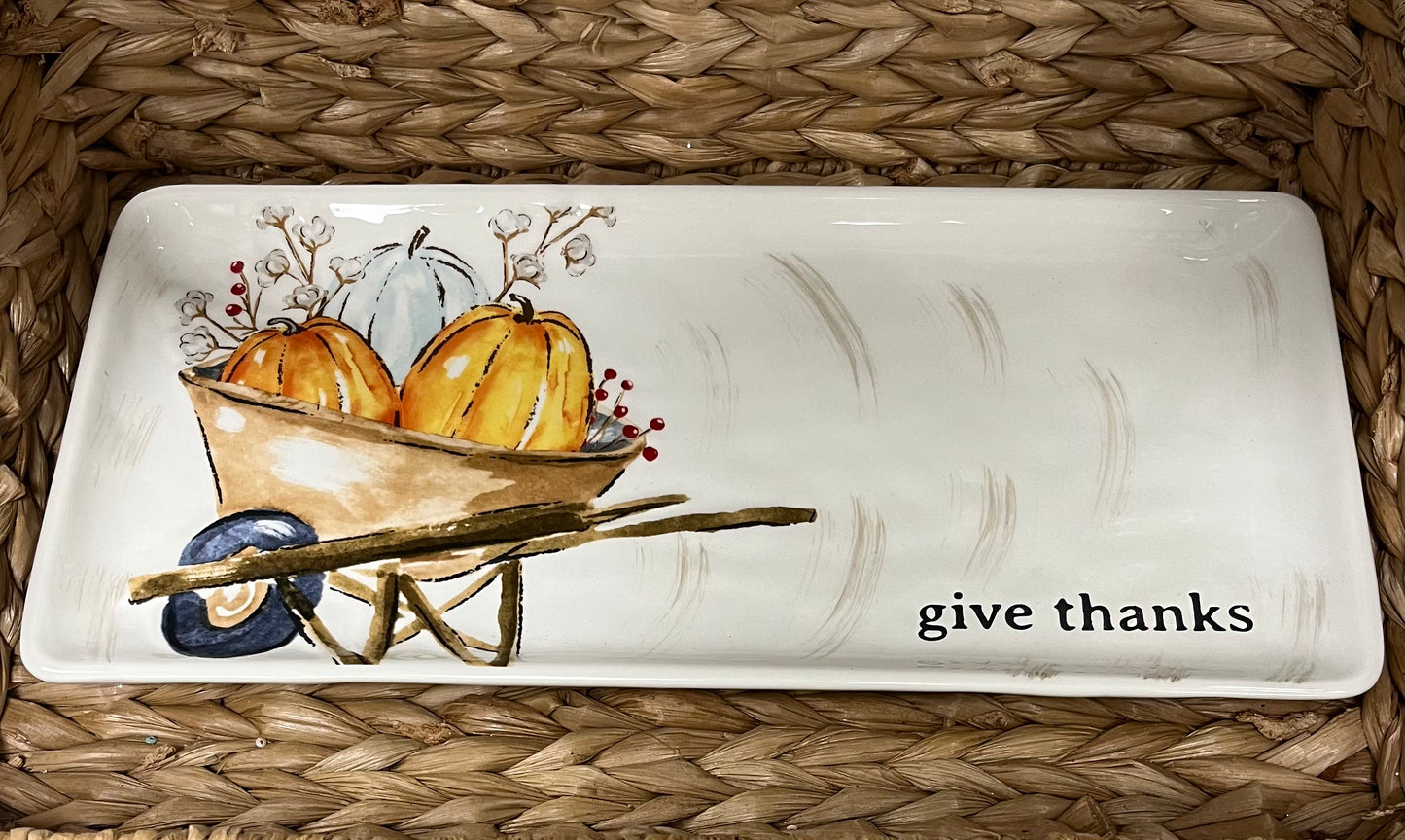 Give Thanks Wheel Barrow Tray