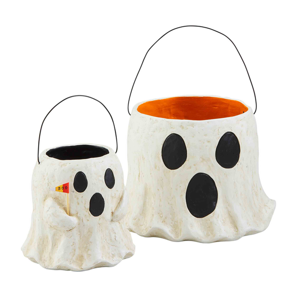Paper Mache Ghost Treat Buckets
