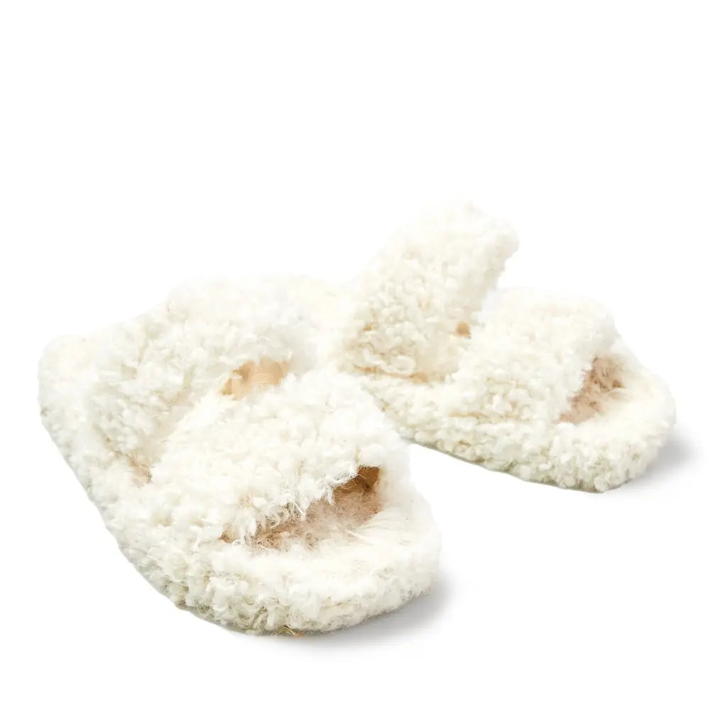 FINAL SALE Sherpa Slide Slippers - Cream